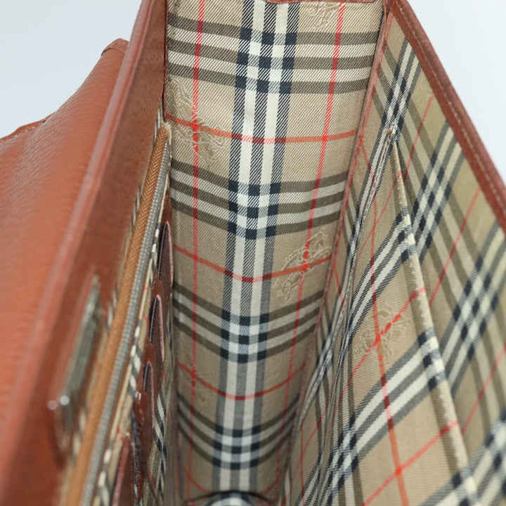 Burberry Hand Bag Leather Brown Auth ti1869