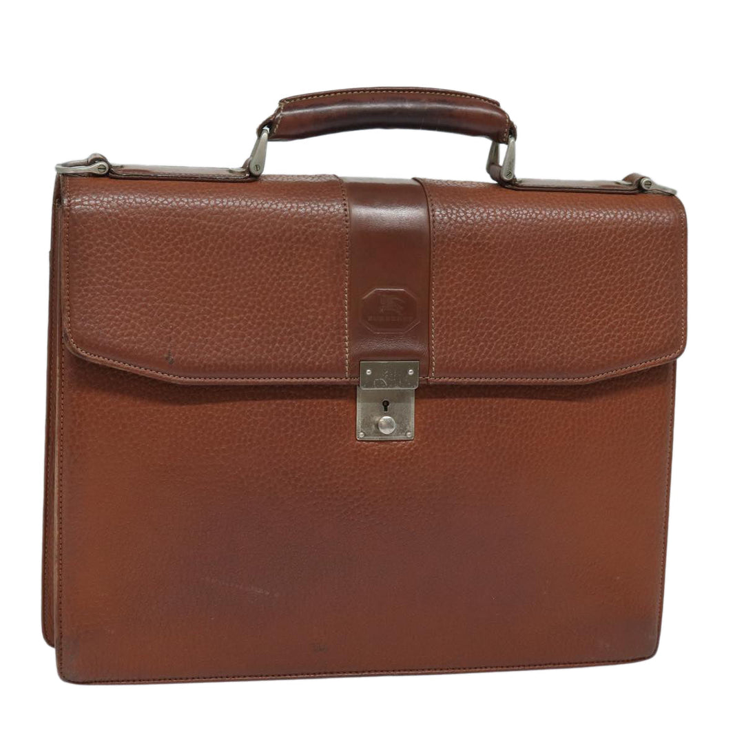 Burberry Hand Bag Leather Brown Auth ti1869