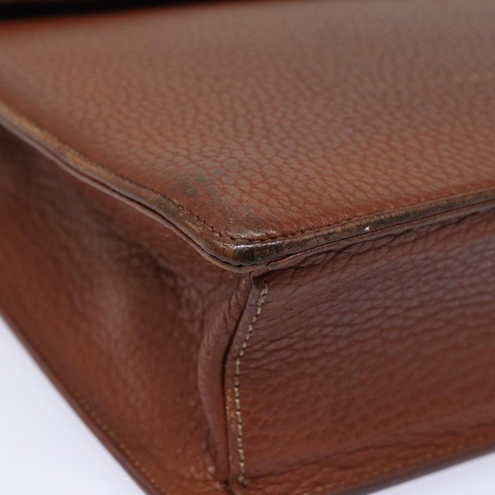 Burberry Hand Bag Leather Brown Auth ti1869