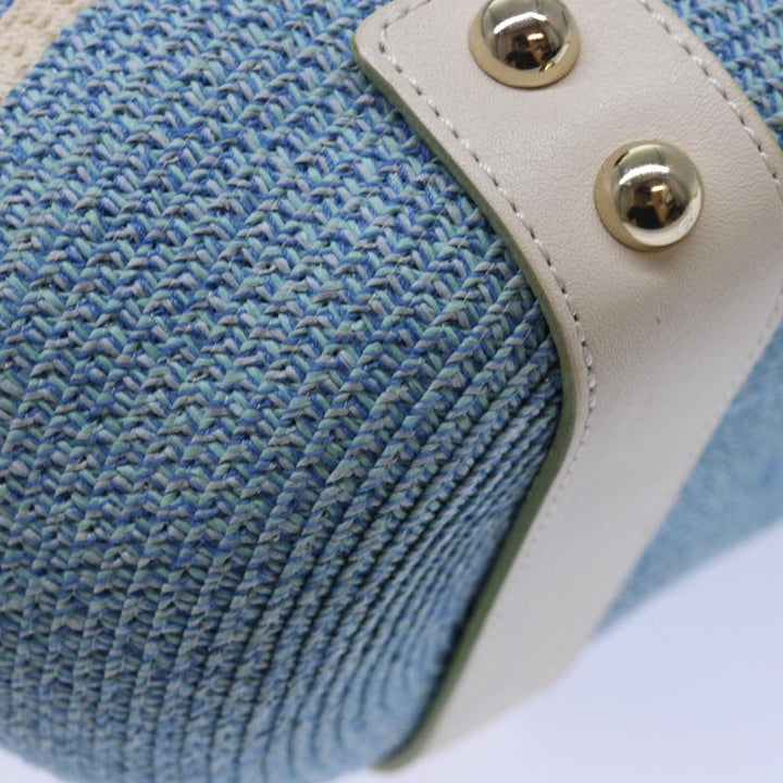 Burberry Blue Label Chain Tote Bag straw Blue Auth ti1872