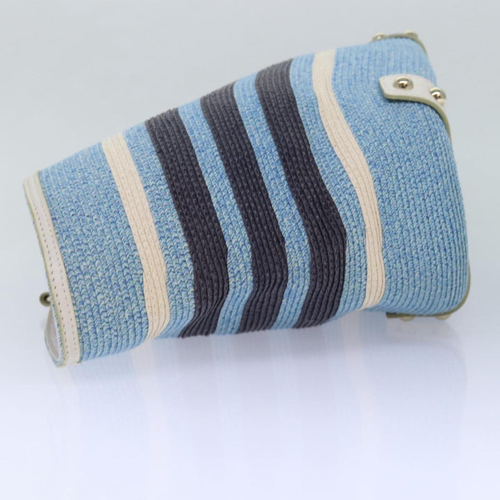 Burberry Blue Label Chain Tote Bag straw Blue Auth ti1872