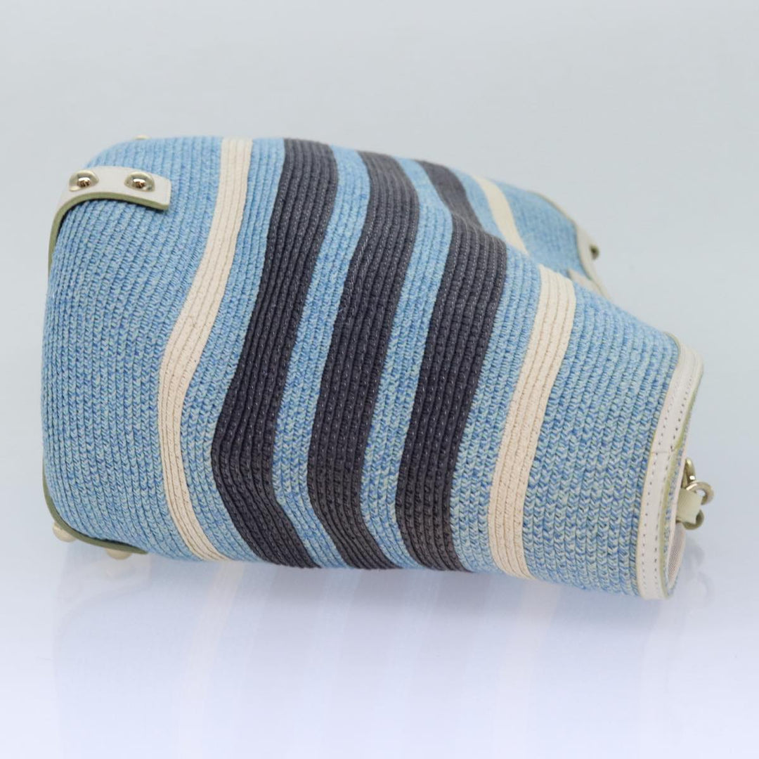 Burberry Blue Label Chain Tote Bag straw Blue Auth ti1872
