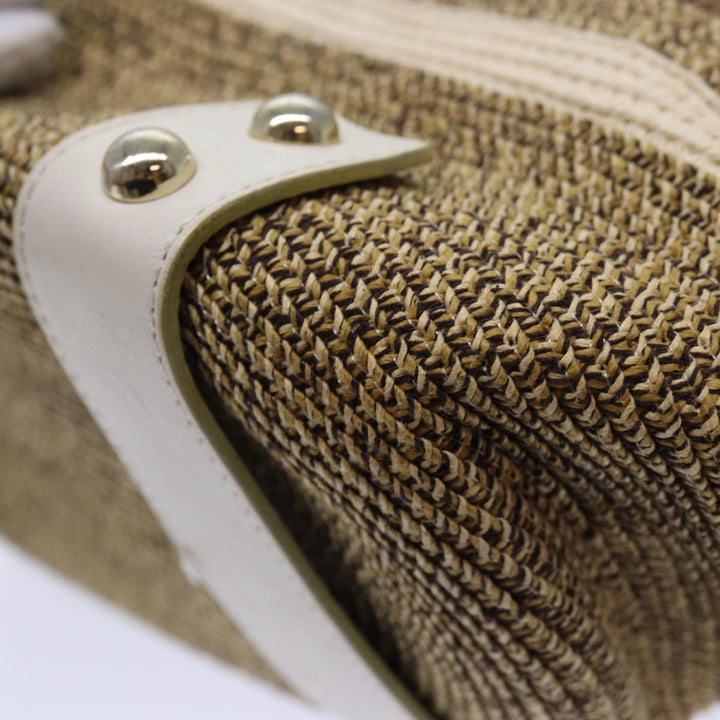 Burberry Blue Label Chain Tote Bag straw Brown Auth ti1873