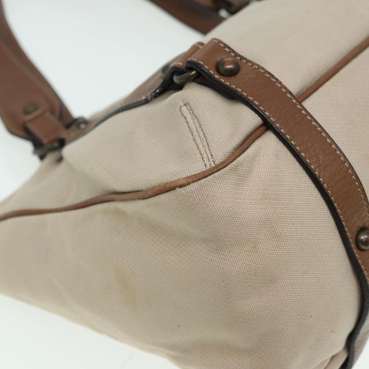 Burberry Blue Label Tote Bag Canvas Leather Beige Auth ti1887