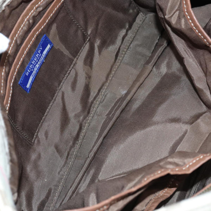 Burberry Blue Label Tote Bag Canvas Leather Beige Auth ti1887