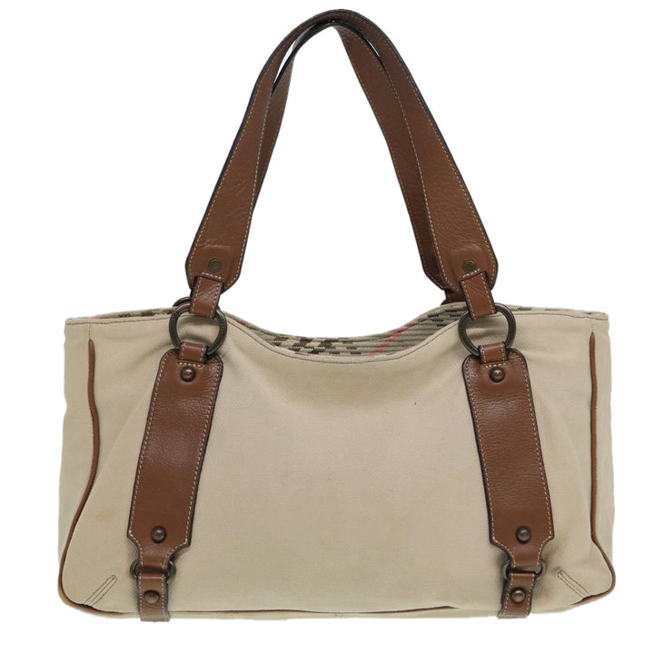Burberry Blue Label Tote Bag Canvas Leather Beige Auth ti1887