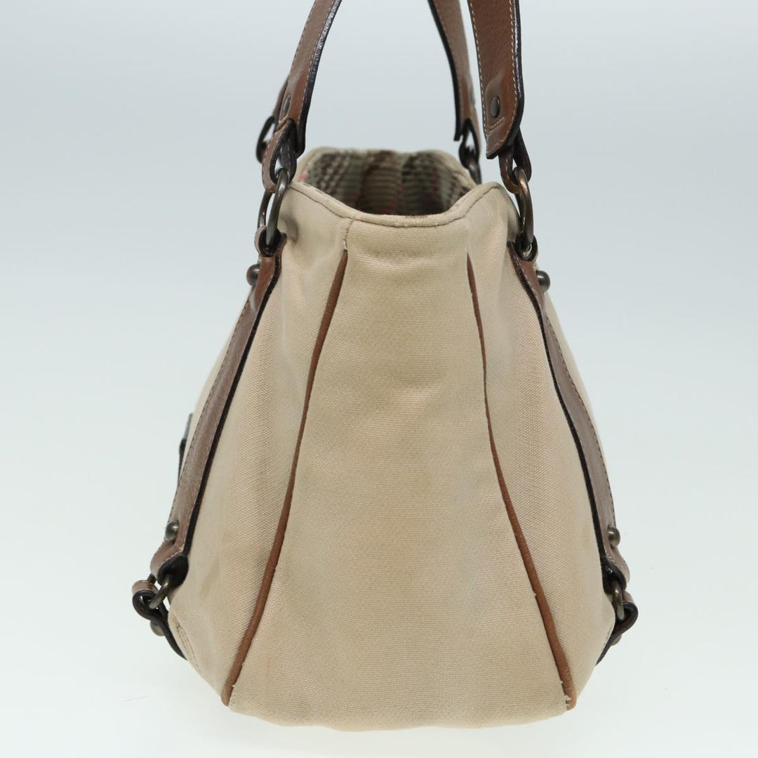 Burberry Blue Label Tote Bag Canvas Leather Beige Auth ti1887