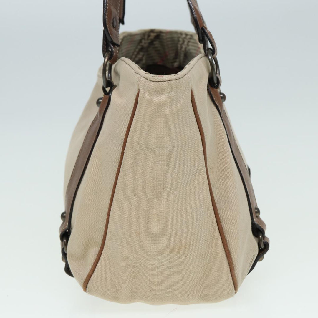 Burberry Blue Label Tote Bag Canvas Leather Beige Auth ti1887