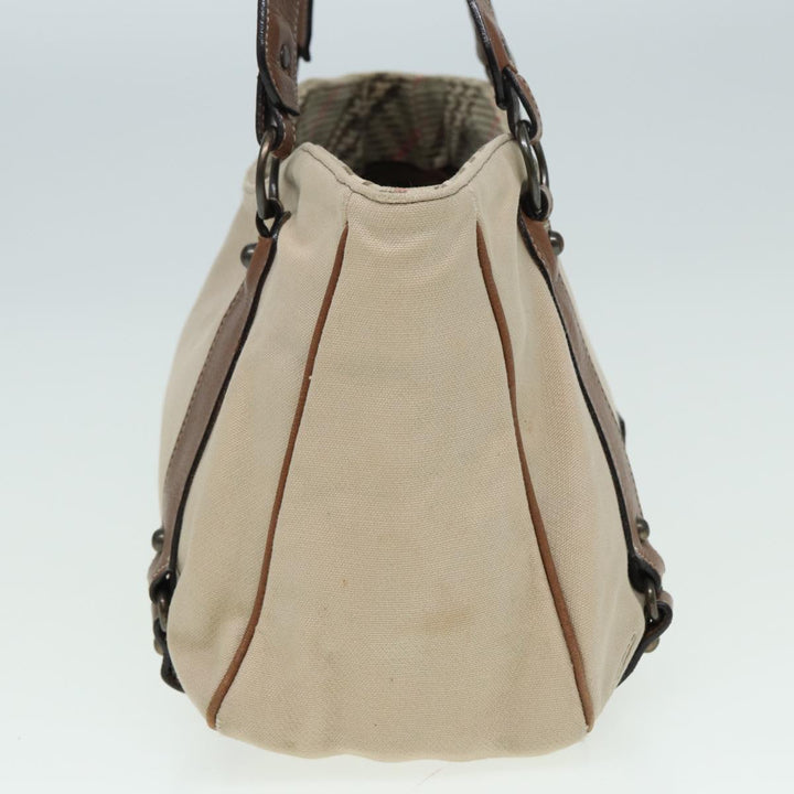 Burberry Blue Label Tote Bag Canvas Leather Beige Auth ti1887