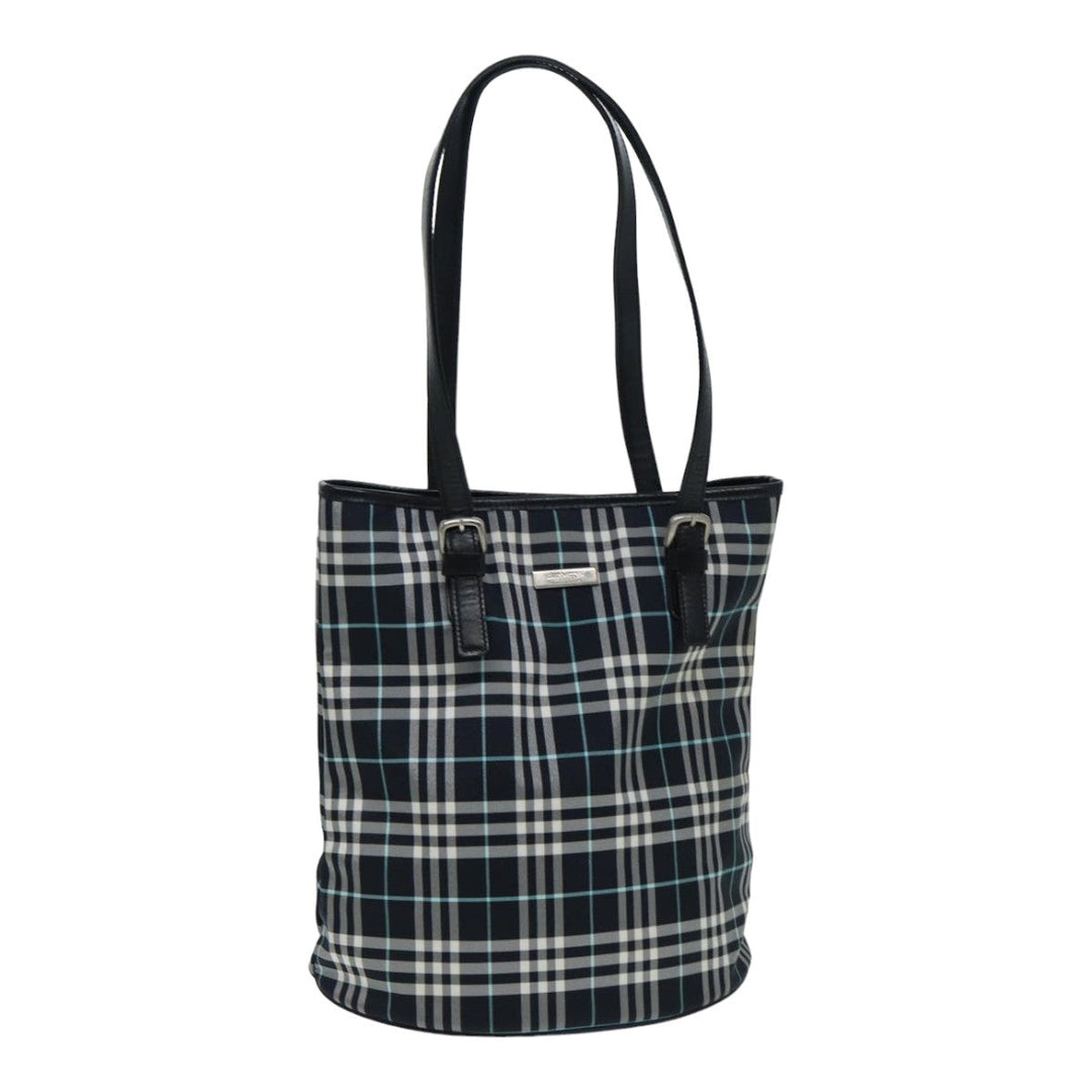 BurberrySs Nova Check Blue Label Shoulder Bag Nylon Navy Auth ti1890