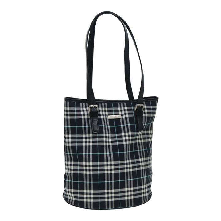 BurberrySs Nova Check Blue Label Shoulder Bag Nylon Navy Auth ti1890