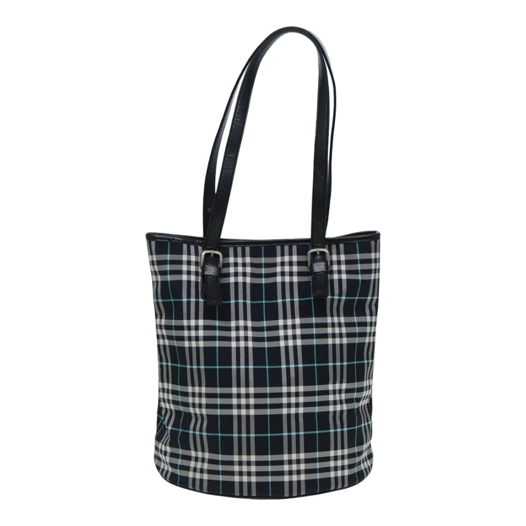 BurberrySs Nova Check Blue Label Shoulder Bag Nylon Navy Auth ti1890