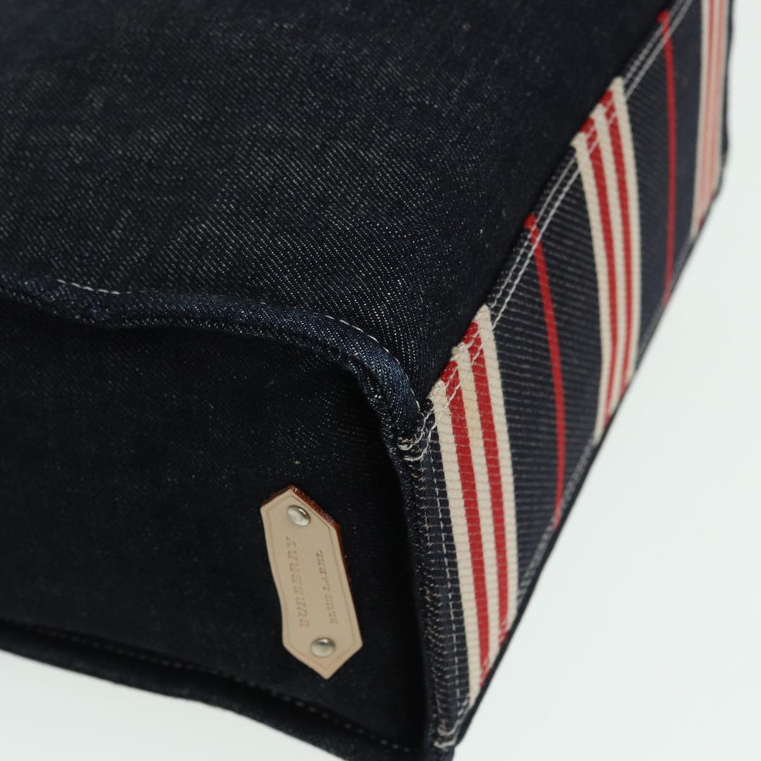 Burberry Blue Label Denim Hand Bag Canvas Navy Auth ti1891
