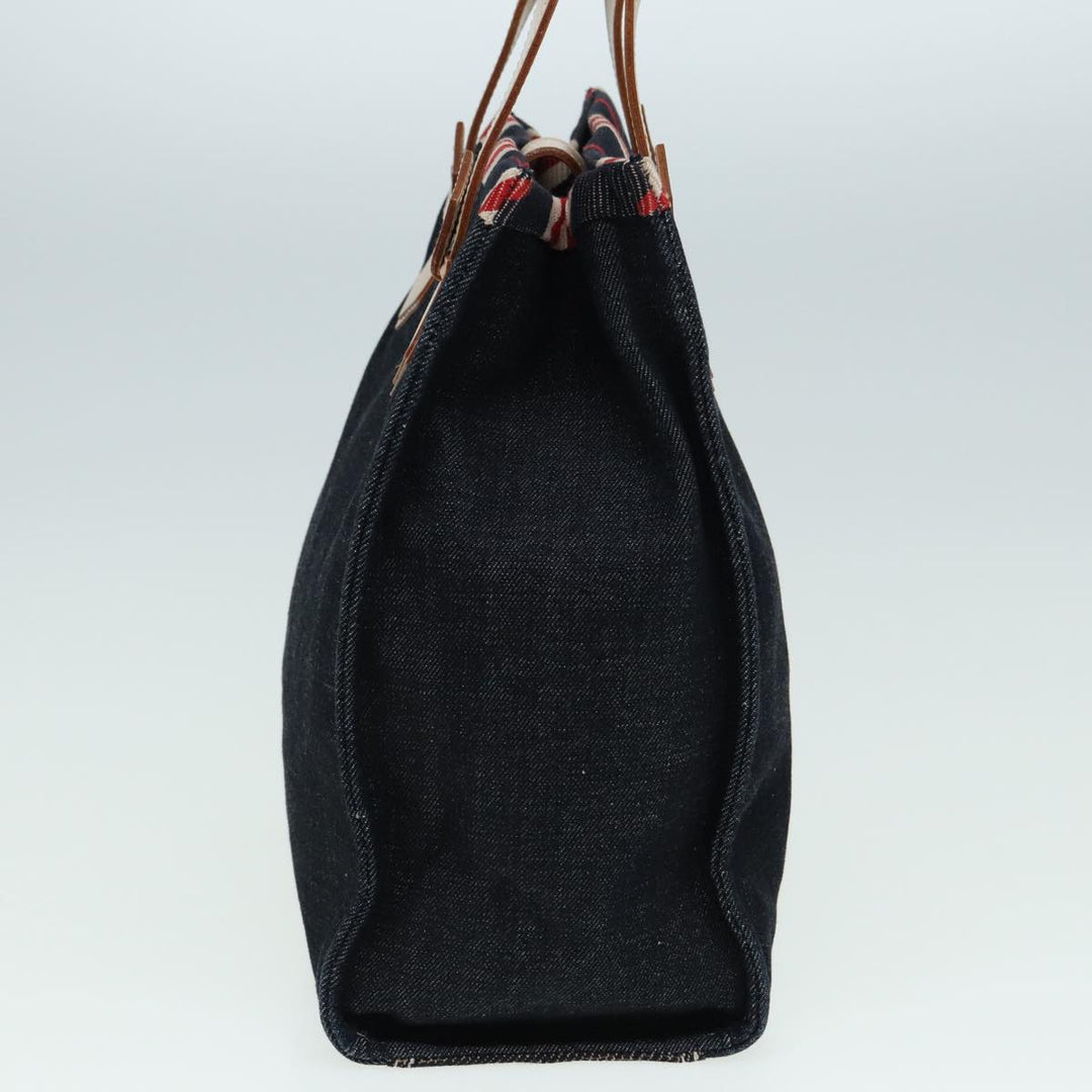 Burberry Blue Label Denim Hand Bag Canvas Navy Auth ti1891