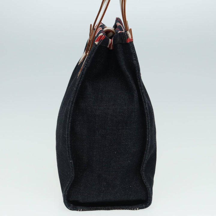 Burberry Blue Label Denim Hand Bag Canvas Navy Auth ti1891