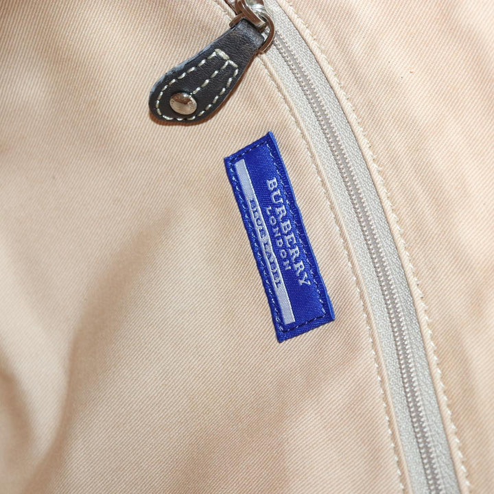 Burberry Blue Label Shoulder Bag Canvas 2way White Brown Silver Auth ti1922