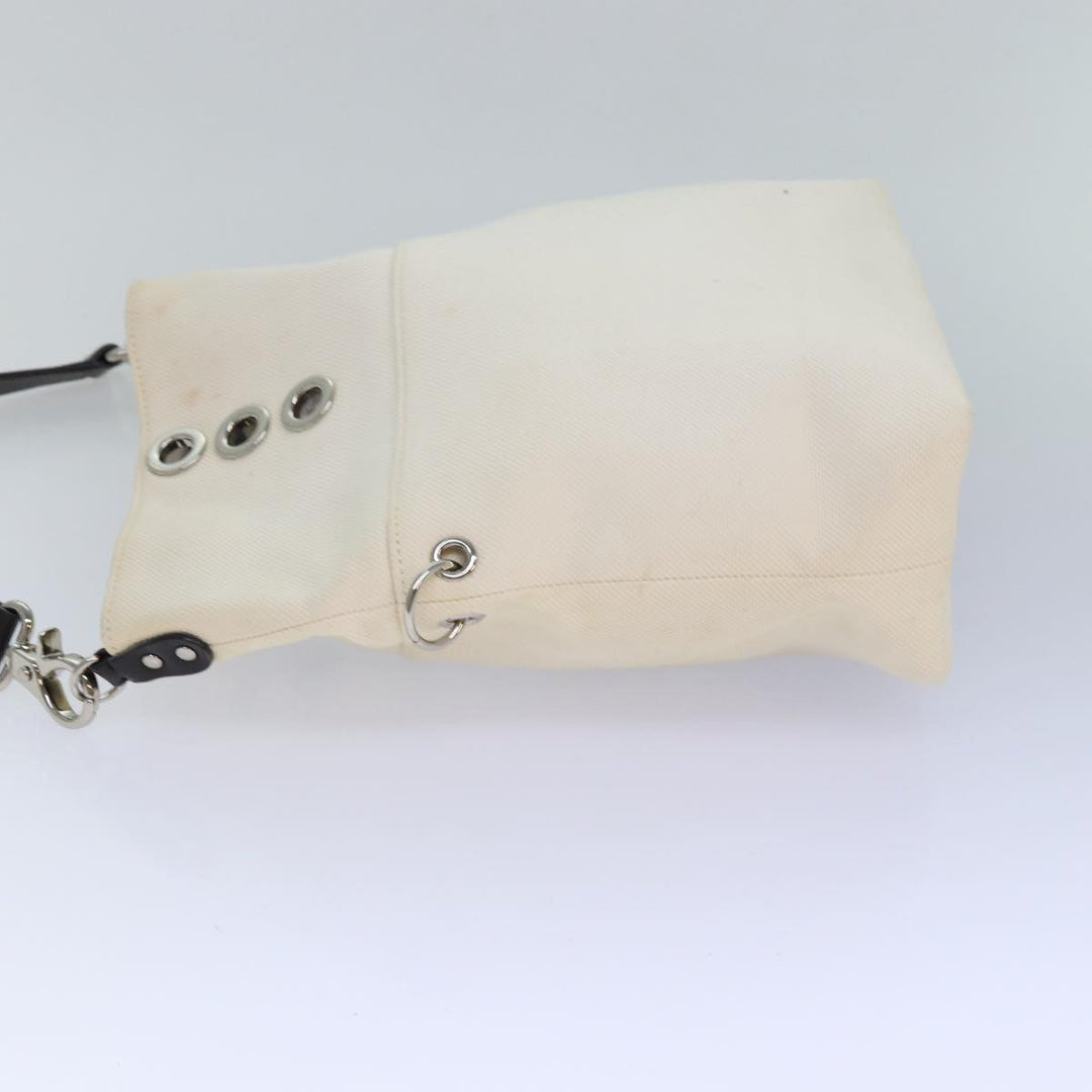 Burberry Blue Label Shoulder Bag Canvas 2way White Brown Silver Auth ti1922