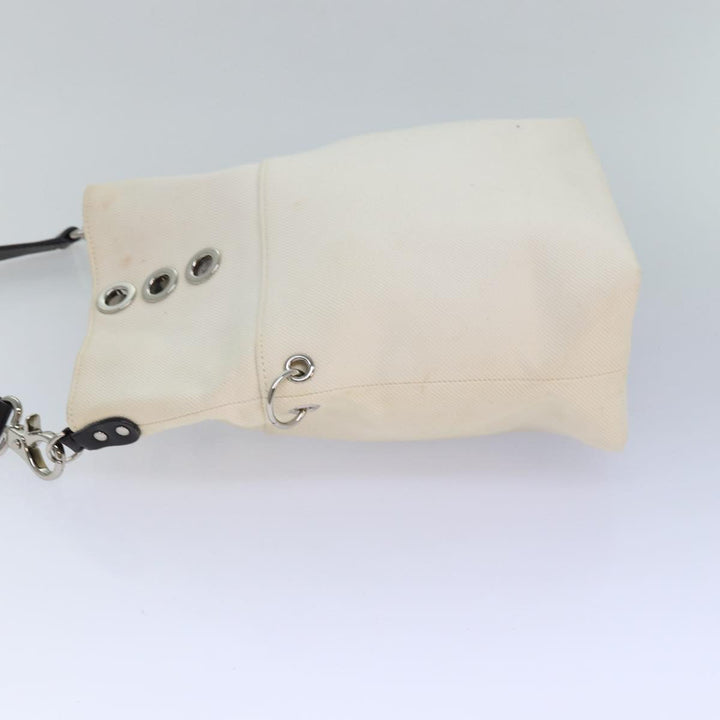 Burberry Blue Label Shoulder Bag Canvas 2way White Brown Silver Auth ti1922