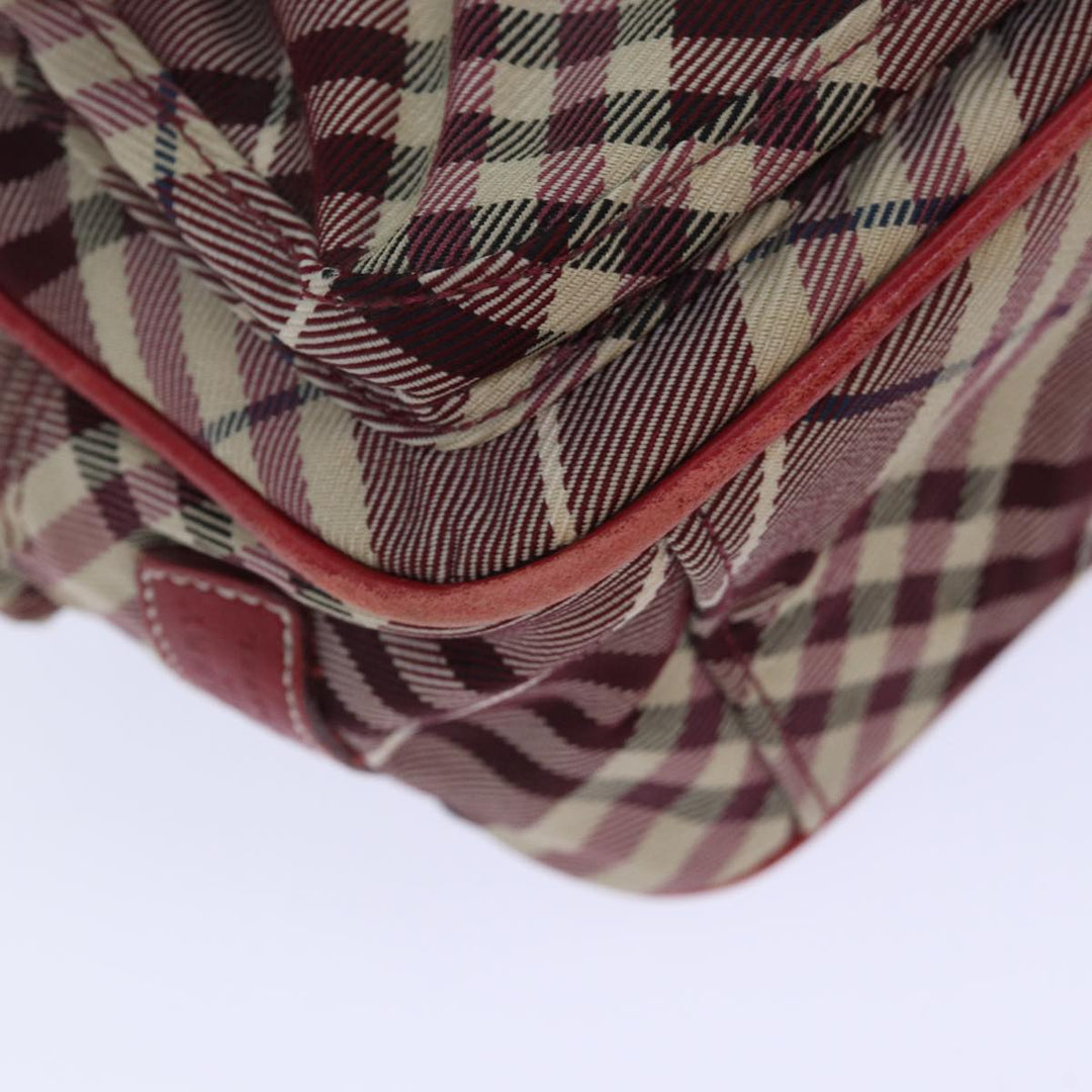 Burberry Nova Check Blue Label Shoulder Bag Red Silver Auth ti1923