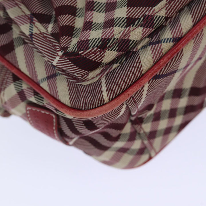 Burberry Nova Check Blue Label Shoulder Bag Red Silver Auth ti1923