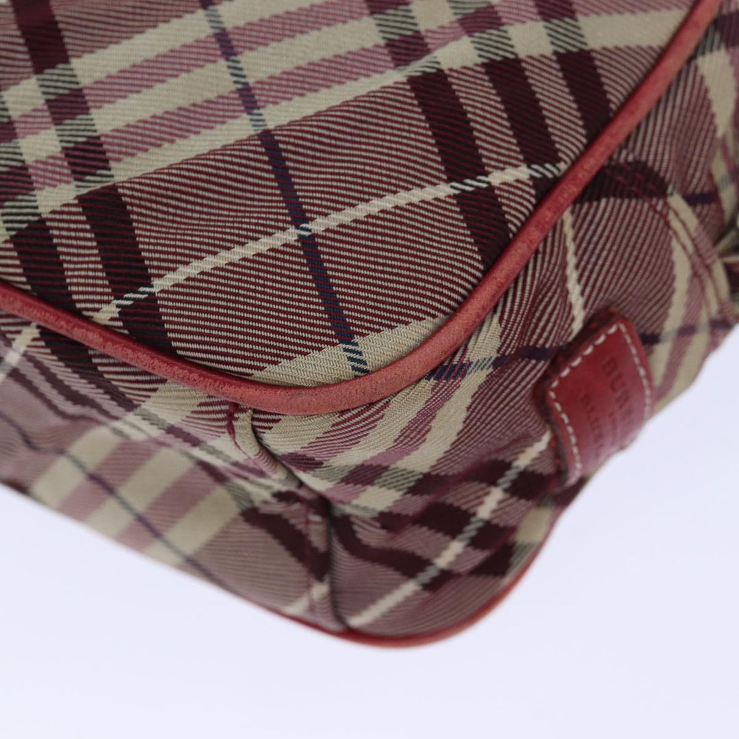Burberry Nova Check Blue Label Shoulder Bag Red Silver Auth ti1923