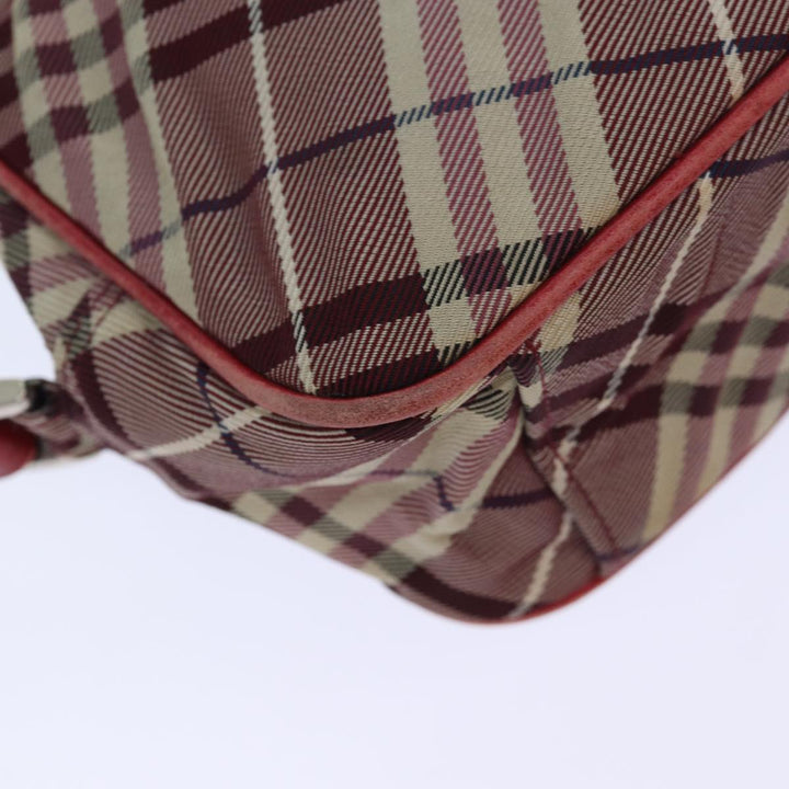 Burberry Nova Check Blue Label Shoulder Bag Red Silver Auth ti1923