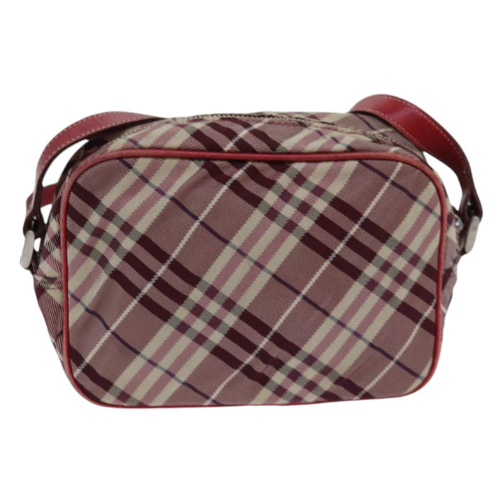 Burberry Nova Check Blue Label Shoulder Bag Red Silver Auth ti1923