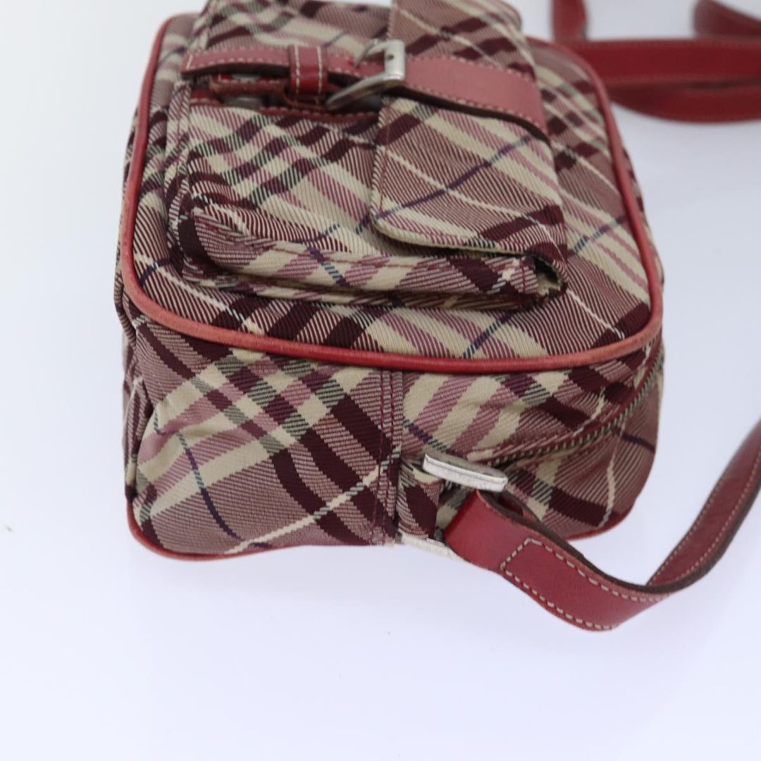 Burberry Nova Check Blue Label Shoulder Bag Red Silver Auth ti1923