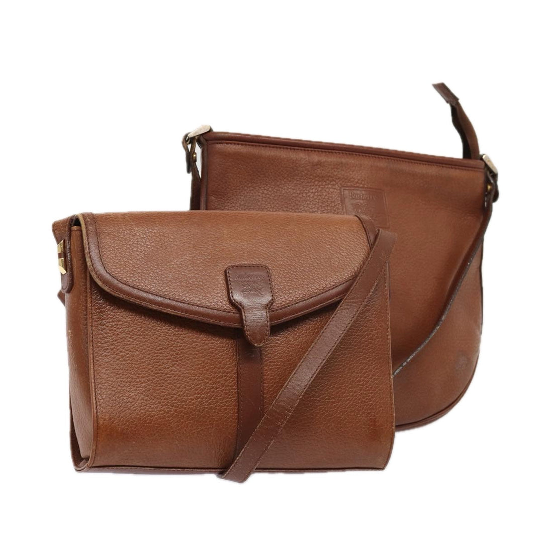 BurberrySs Shoulder Bag Leather 2Set Brown Auth ti1942