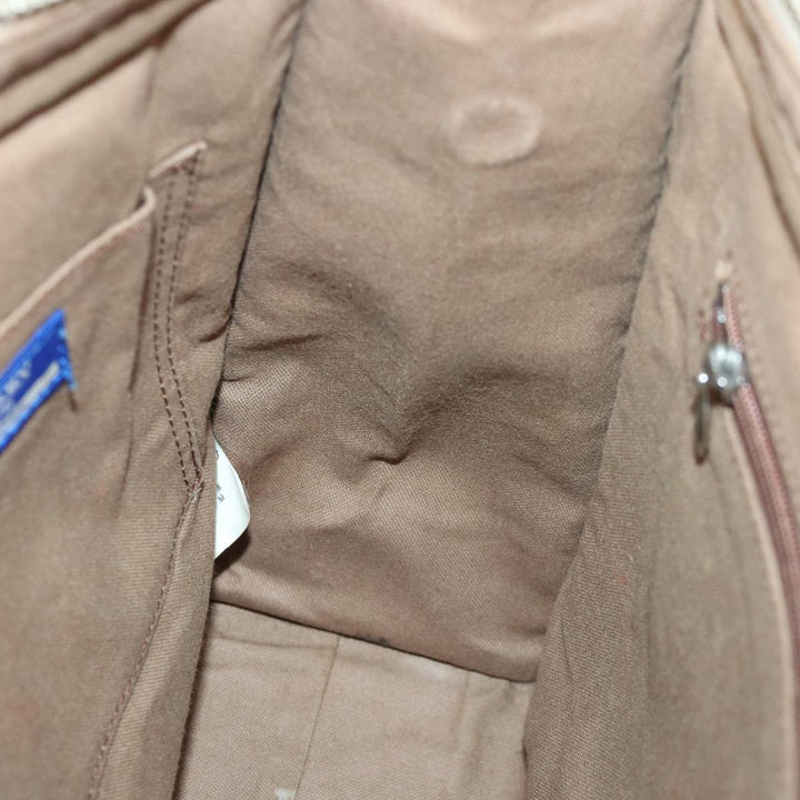 Burberry Nova Check Blue Label Hand Bag Canvas Beige Red Silver Auth ti1948