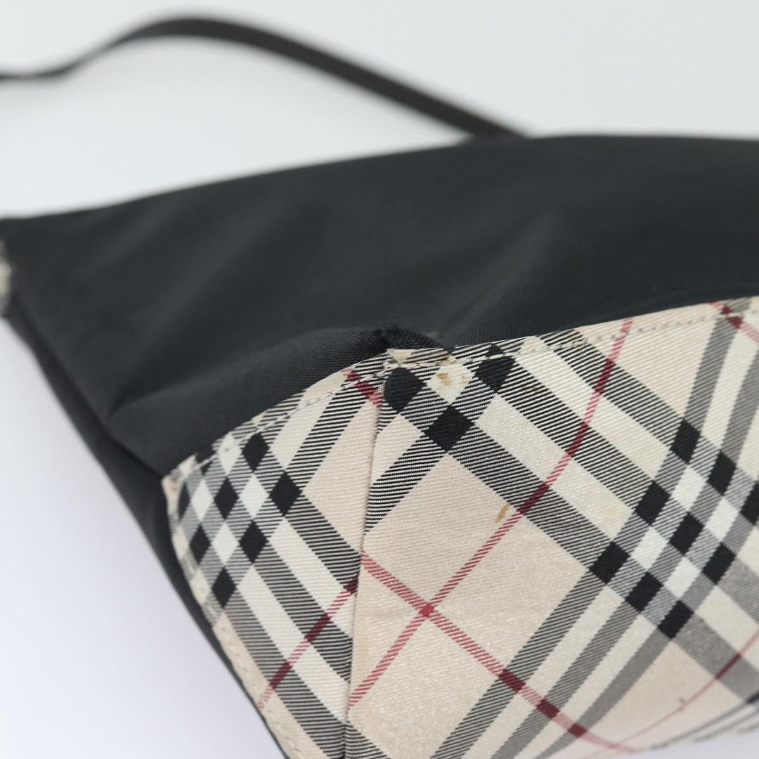 Burberry Blue Label Hand Bag Nylon Black Silver Auth ti1958