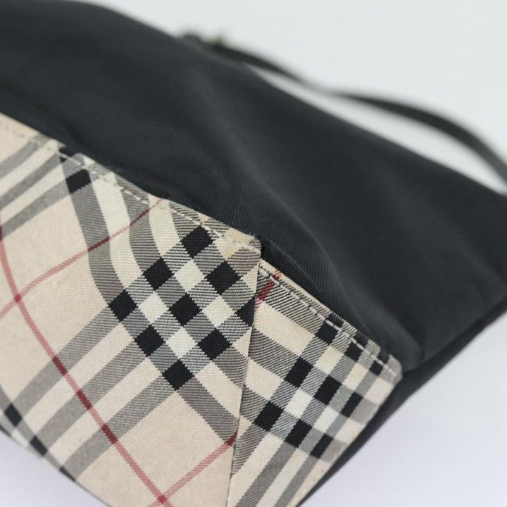Burberry Blue Label Hand Bag Nylon Black Silver Auth ti1958