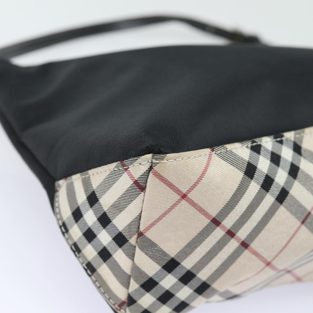 Burberry Blue Label Hand Bag Nylon Black Silver Auth ti1958