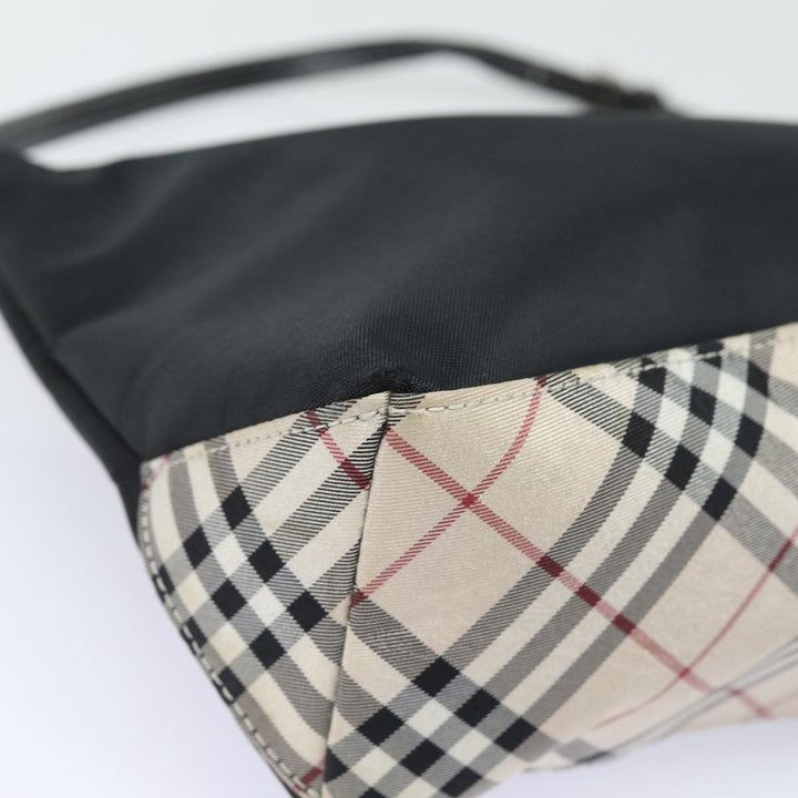 Burberry Blue Label Hand Bag Nylon Black Silver Auth ti1958