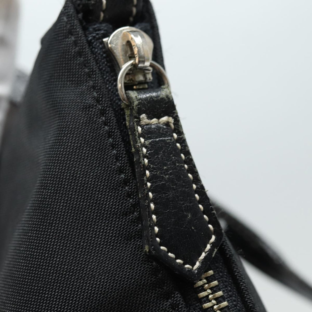 Burberry Blue Label Hand Bag Nylon Black Silver Auth ti1958
