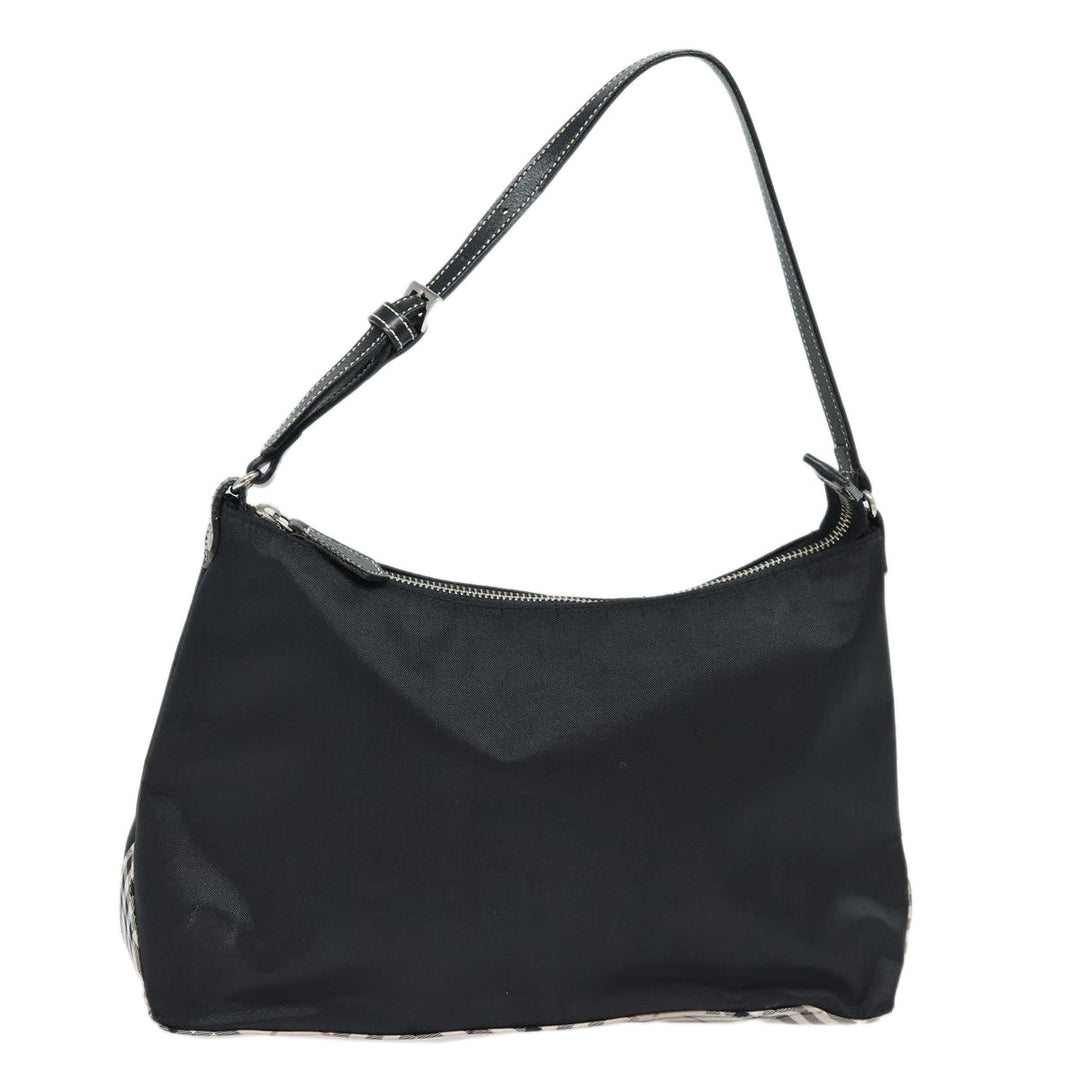 Burberry Blue Label Hand Bag Nylon Black Silver Auth ti1958