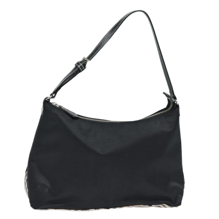 Burberry Blue Label Hand Bag Nylon Black Silver Auth ti1958