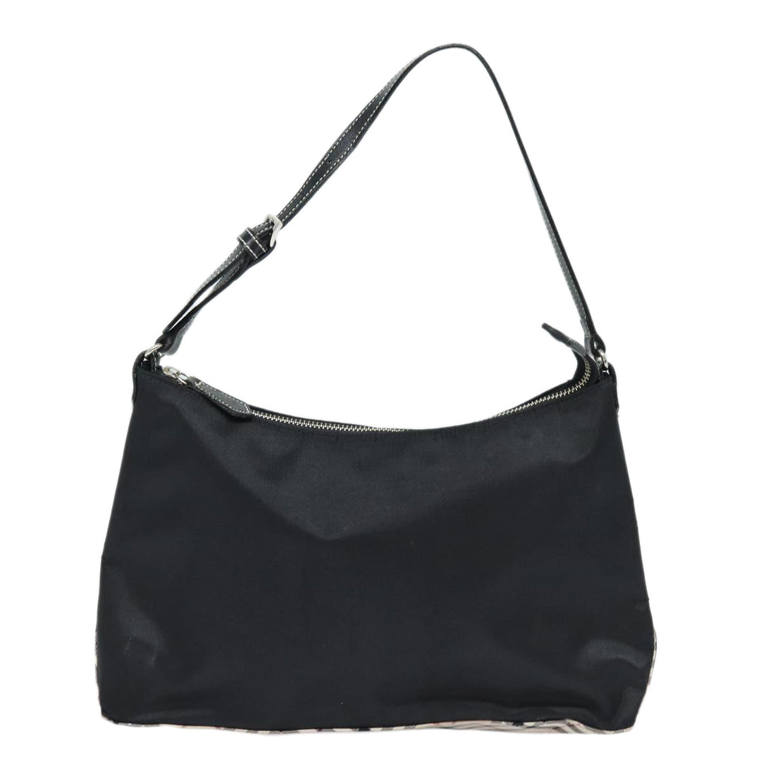 Burberry Blue Label Hand Bag Nylon Black Silver Auth ti1958