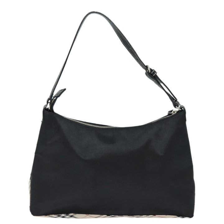 Burberry Blue Label Hand Bag Nylon Black Silver Auth ti1958