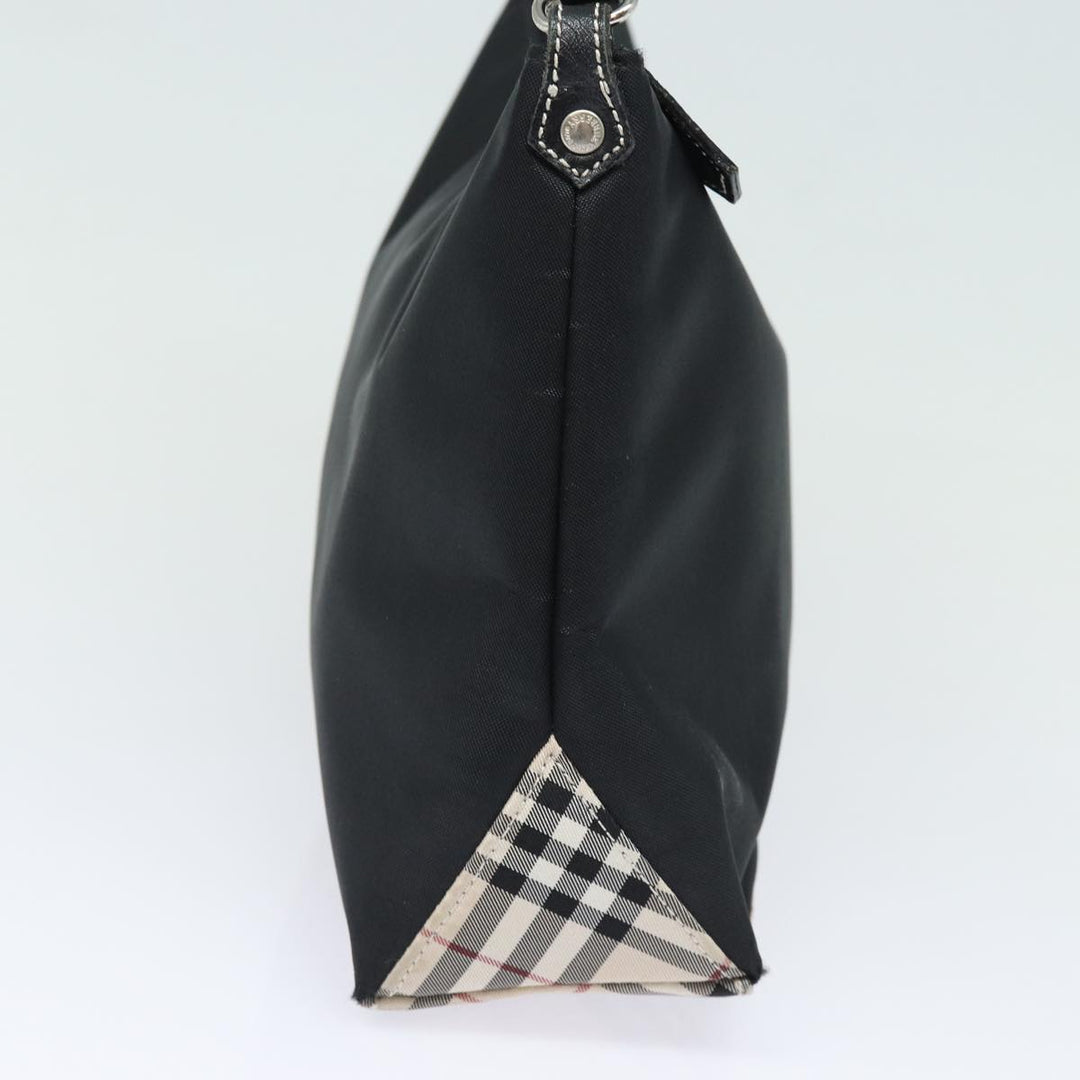 Burberry Blue Label Hand Bag Nylon Black Silver Auth ti1958