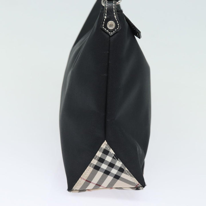 Burberry Blue Label Hand Bag Nylon Black Silver Auth ti1958