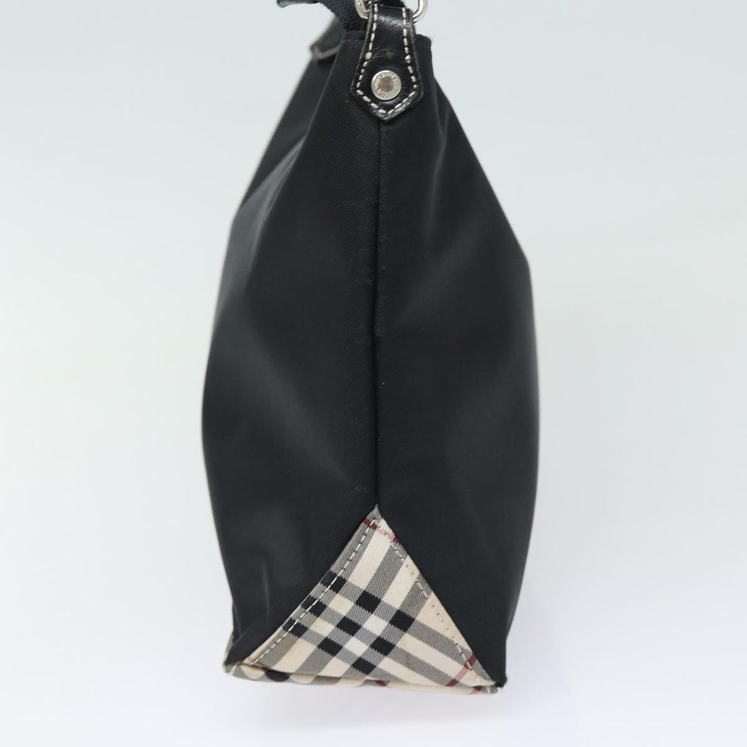 Burberry Blue Label Hand Bag Nylon Black Silver Auth ti1958