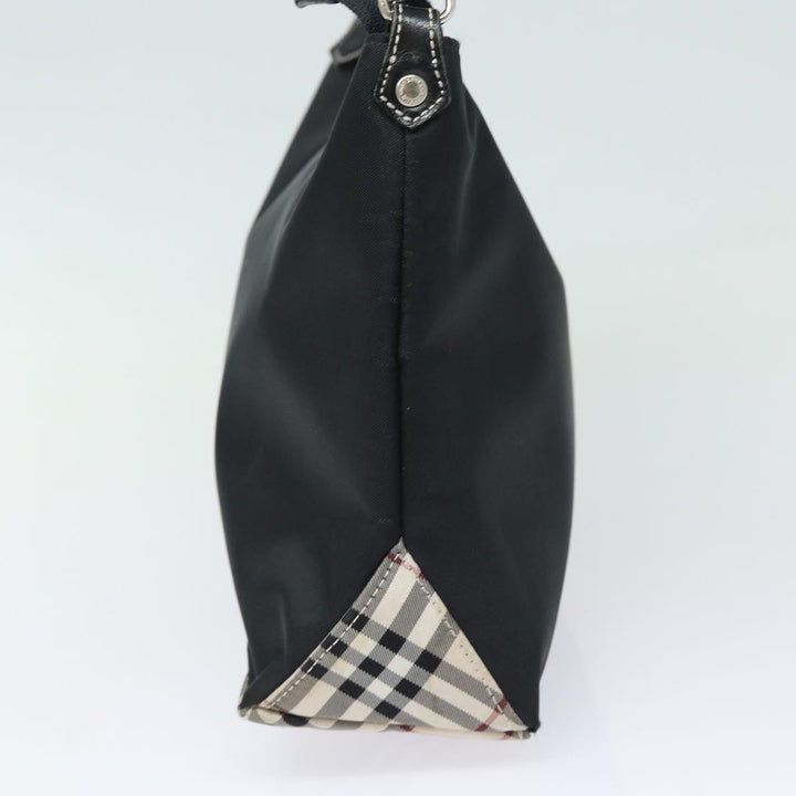 Burberry Blue Label Hand Bag Nylon Black Silver Auth ti1958