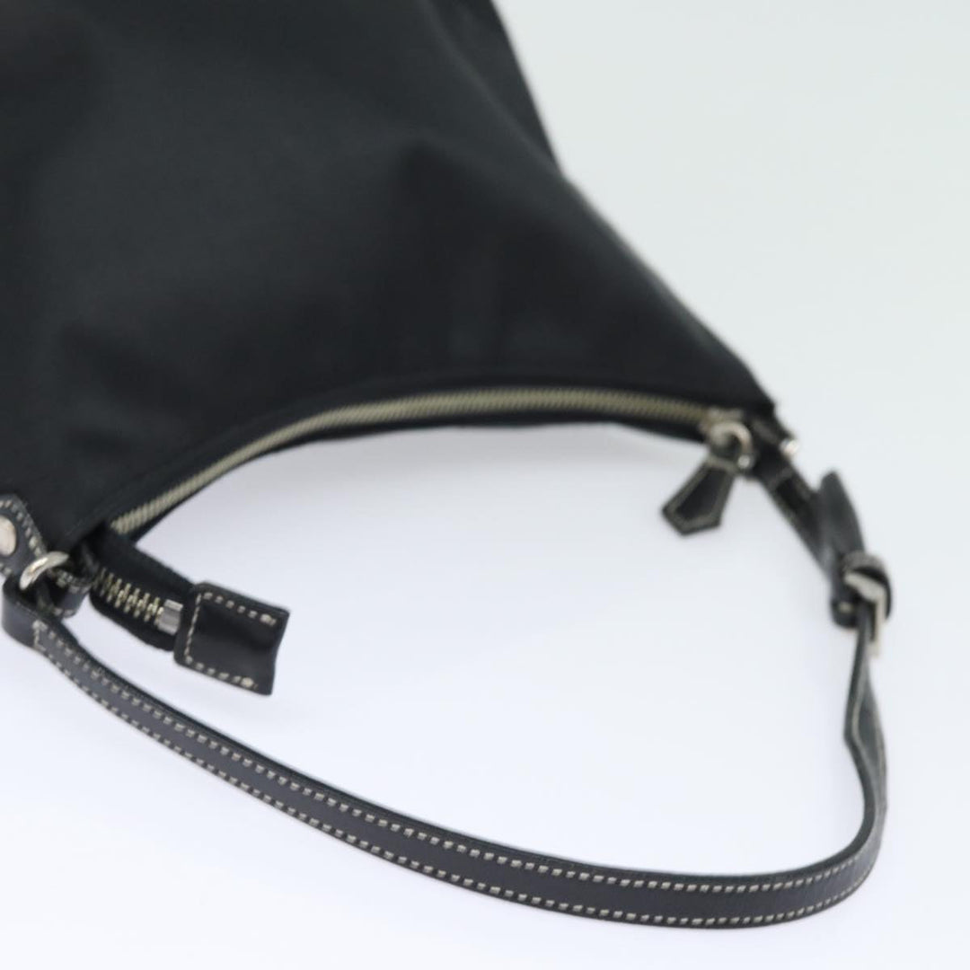 Burberry Blue Label Hand Bag Nylon Black Silver Auth ti1958