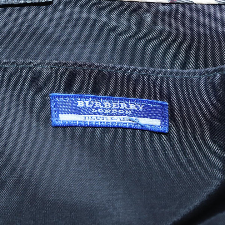 Burberry Nova Check Blue Label Hand Bag Nylon Beige Black Silver Auth ti1959