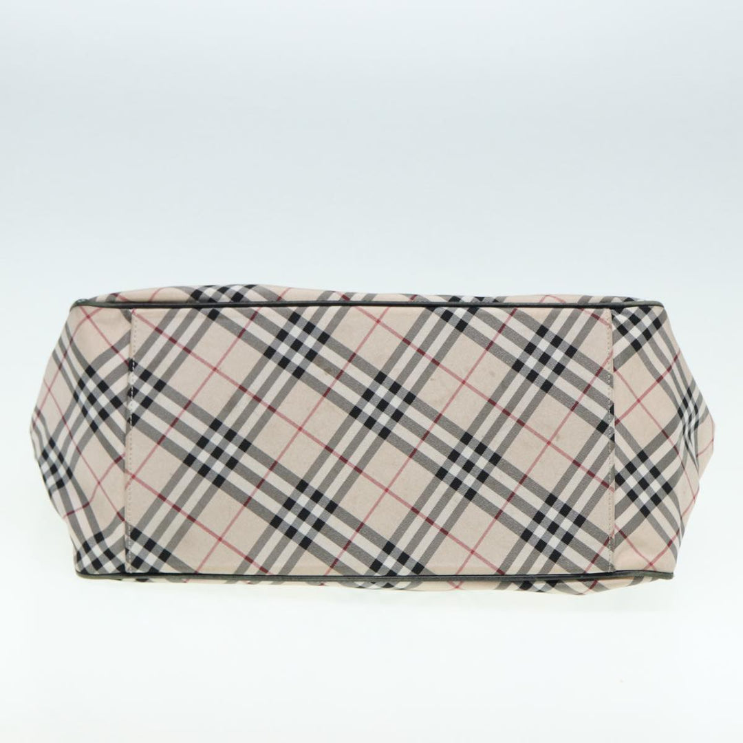 Burberry Nova Check Blue Label Hand Bag Nylon Beige Black Silver Auth ti1959
