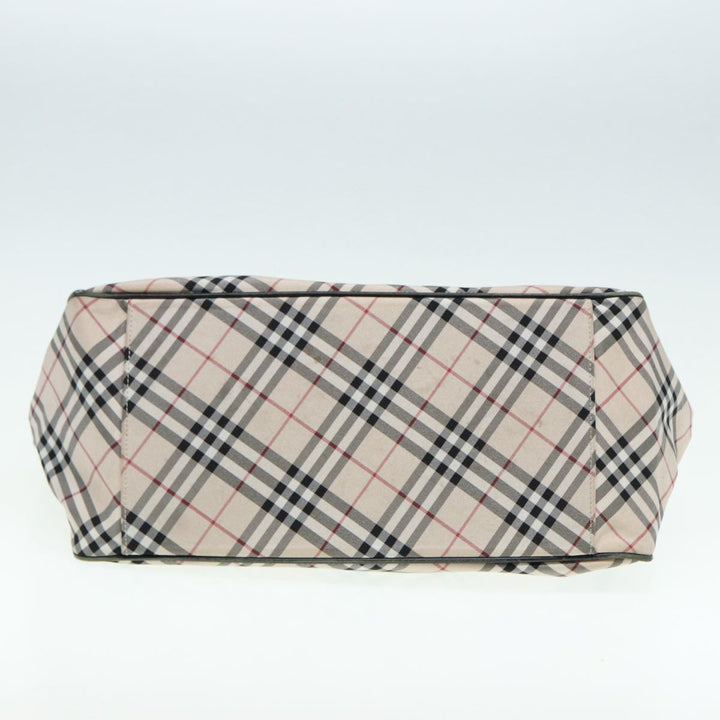 Burberry Nova Check Blue Label Hand Bag Nylon Beige Black Silver Auth ti1959