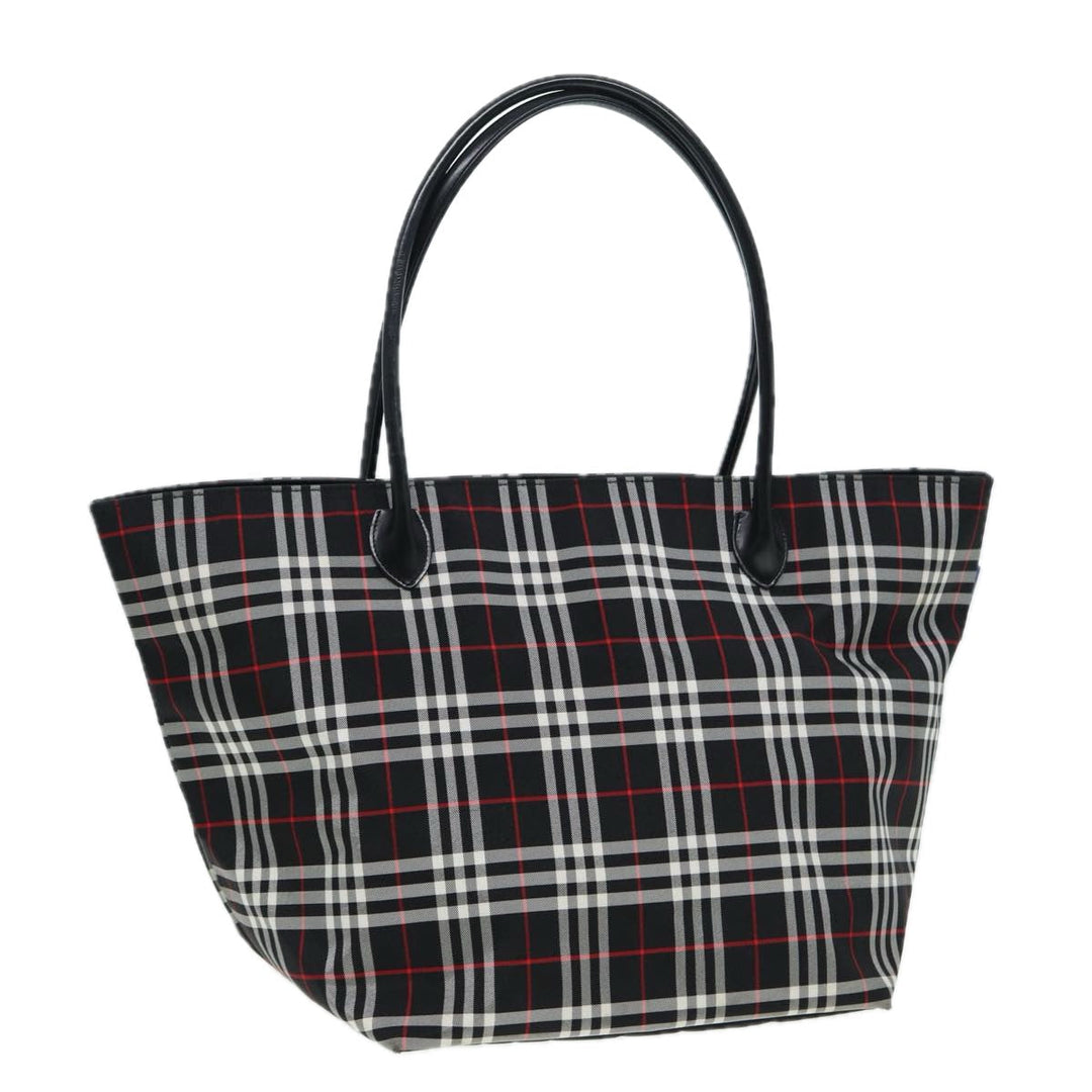 BurberrySs Blue Label Tote Bag Nylon Black Silver Auth ti1960