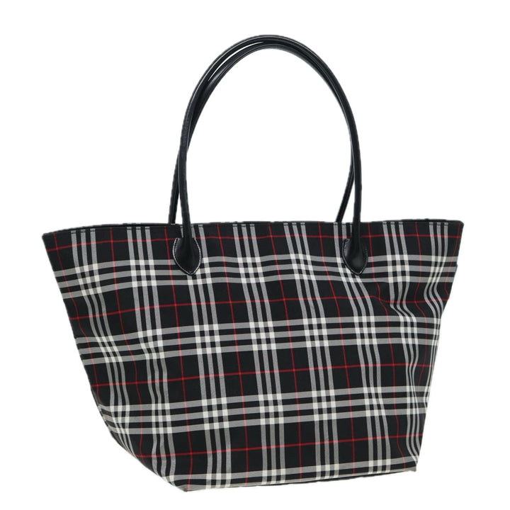 BurberrySs Blue Label Tote Bag Nylon Black Silver Auth ti1960