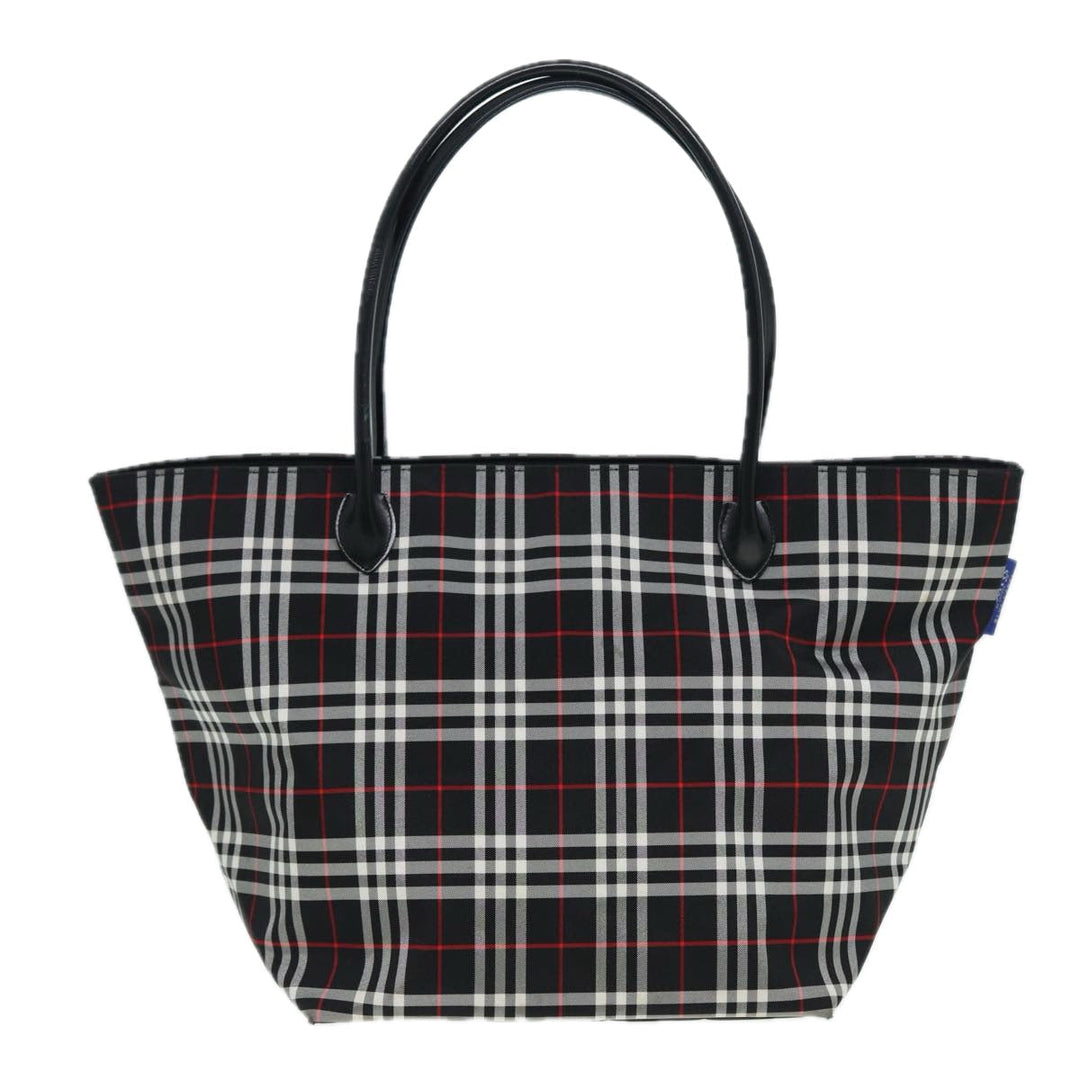 BurberrySs Blue Label Tote Bag Nylon Black Silver Auth ti1960